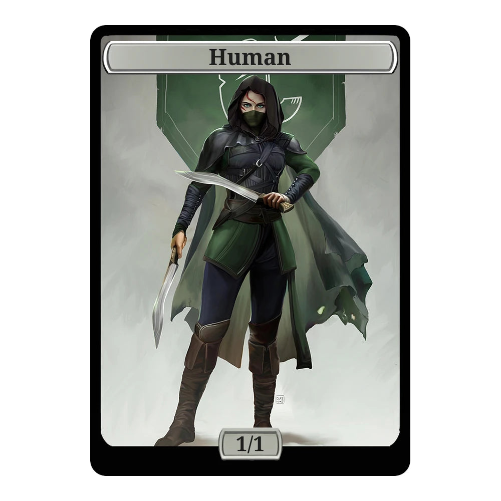 The green assassin — Replica — Title + P/T — Human 1/1